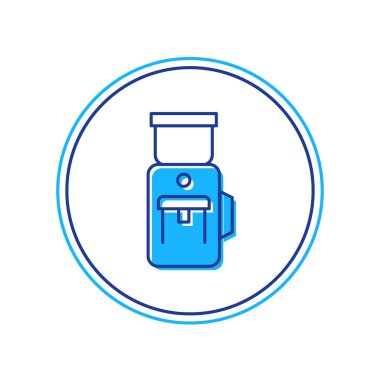 Beyaz arka planda izole edilmiş elektirikli kahve öğütücü ikonu. Vektör