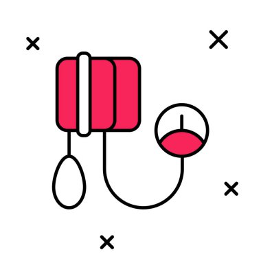 Beyaz arka planda izole edilmiş ana hatlı tansiyon ikonu. Vektör