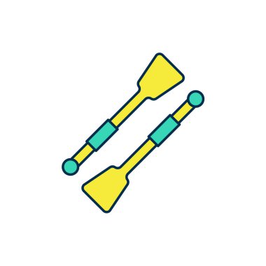 Beyaz arka planda izole edilmiş kürek ya da kürek dolu tekne simgesi. Vektör