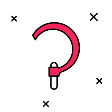 Doldurulmuş Orak simgesi beyaz arkaplanda izole edildi. Kanca işaretini topluyorum. Vektör