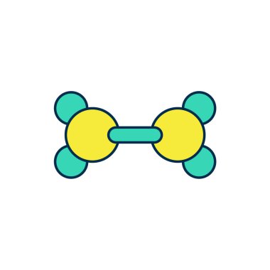 Doldurulmuş Molekül simgesi beyaz arkaplanda izole edildi. Kimya moleküllerinin yapısı, fen öğretmenlerinin yenilikçi eğitim posteri. Vektör