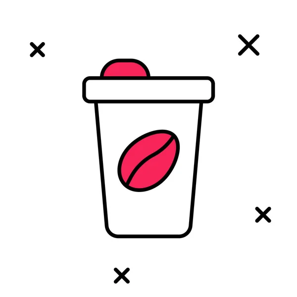 Gevulde omtrek Koffie kopje te gaan pictogram geïsoleerd op witte achtergrond. Vector — Stockvector