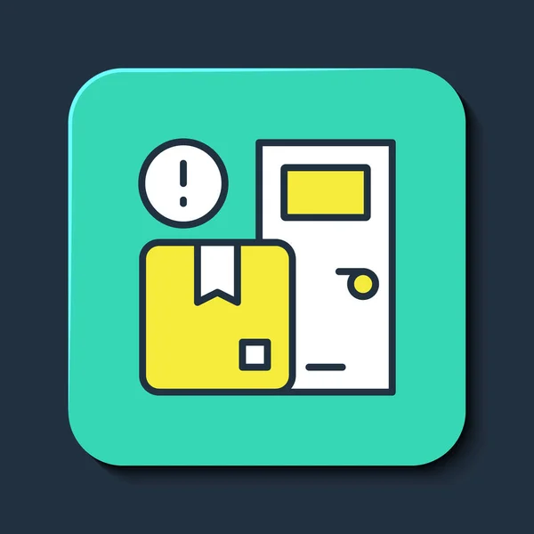 Filled outline Home delivery services icon isolated on blue background. Turquoise square button. Vector — Image vectorielle