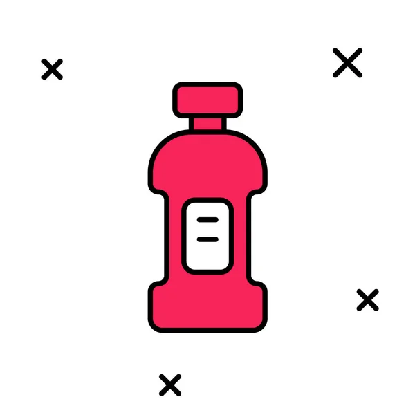 Naplněný obrys Plastová láhev na prací prostředek, bělidlo, mycí kapalina nebo jiná ikona čisticího prostředku izolovaná na bílém pozadí. Vektor — Stockový vektor