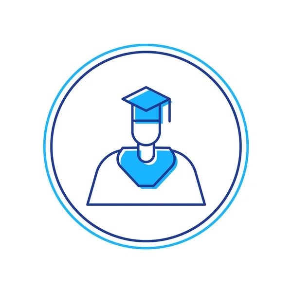 Filled outline Graduate and graduation cap icon isolated on white background. Vector — Vetor de Stock