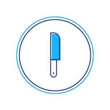 Doldurulmuş ana hatlı bıçak simgesi beyaz arkaplanda izole edildi. Çatal bıçak sembolü. Vektör