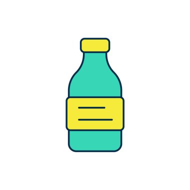 Beyaz arka planda izole edilmiş bir şişe dolusu su ikonu. Soda su içme tabelası. Vektör
