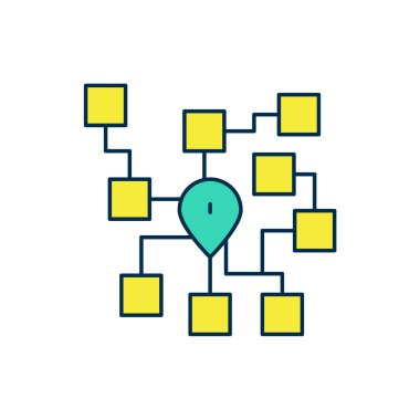 Doldurulmuş Nöral Ağ simgesi beyaz arkaplanda izole edildi. Yapay zeka yapay zekası. Vektör