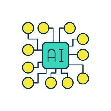 Doldurulmuş Nöral Ağ simgesi beyaz arkaplanda izole edildi. Yapay zeka yapay zekası. Vektör