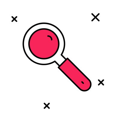 Beyaz arkaplanda izole edilmiş ana hatlı büyüteç simgesi. Arama, odaklanma, yakınlaştırma, iş sembolü. Vektör