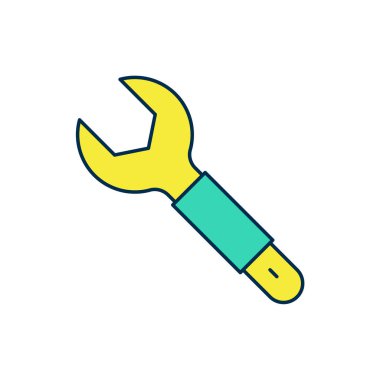 Doldurulmuş anahtar anahtarı simgesi beyaz arkaplanda izole edildi. Anahtar tamir aleti. Servis aracı sembolü. Vektör