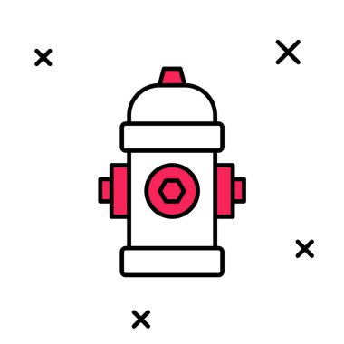 Beyaz arkaplanda izole edilmiş ana hatlı yangın musluğu simgesi. Vektör