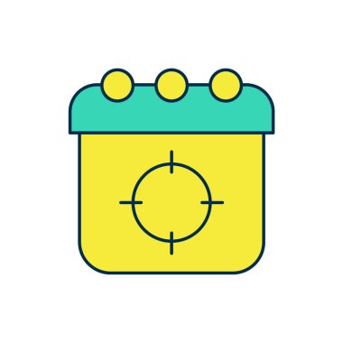 Doldurulmuş ana hatlı hedef spor simgesi beyaz arkaplanda izole edildi. Atış mesafesi ya da atış mesafesi için sayıları olan temiz bir hedef. Vektör