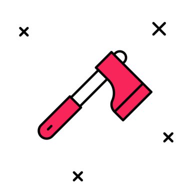 Doldurulmuş ahşap balta simgesi beyaz arkaplanda izole edildi. Oduncu baltası. Vektör