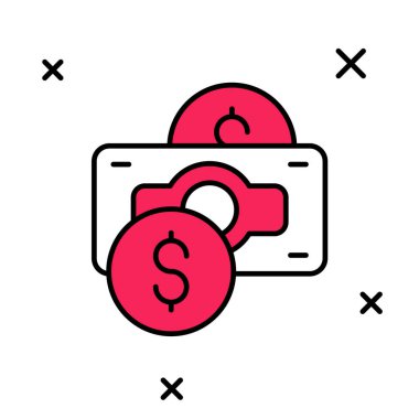 Doldurulmuş kağıt yığınları para para ikonu beyaz arka planda izole. Para desteleri. Para birimi. Vektör