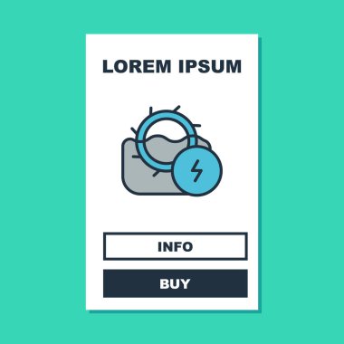 Turkuaz arka planda izole edilmiş ana hatlı su değirmeni ikonu. Su tekeri enerjisi. Hidroelektrik türbin tekerleği. Vektör