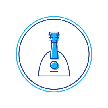 Beyaz arkaplanda izole edilmiş ana hatlı müzikal enstrüman Balalaika simgesi. Vektör