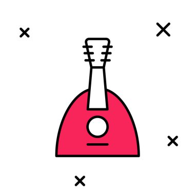 Beyaz arkaplanda izole edilmiş ana hatlı müzikal enstrüman Balalaika simgesi. Vektör