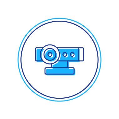 Doldurulmuş web kamera simgesi beyaz arkaplanda izole edildi. Sohbet kamerası. Web kamerası simgesi. Vektör