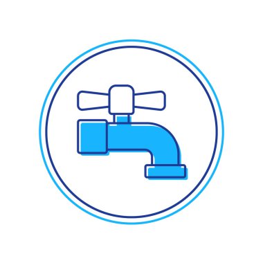 Doldurulmuş su musluğu simgesi beyaz arkaplanda izole edildi. Vektör