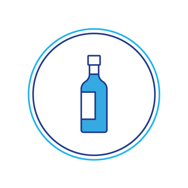 Gevulde omtrek Fles van wijn pictogram geïsoleerd op witte achtergrond. Vector — Stockvector