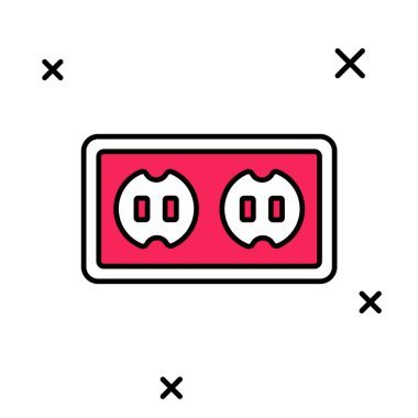 Doldurulmuş elektrik çıkış simgesi beyaz arkaplanda izole edildi. Elektrik prizi. Rosette sembolü. Vektör