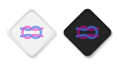 Beyaz zemin üzerinde izole edilmiş çizgi ipleri ikonu. İp düğümlendi. Renkli taslak konsepti. Vektör