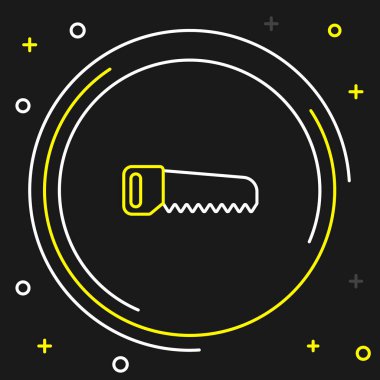 Çizgi El siyah arkaplanda izole edilmiş bir simge gördü. Renkli taslak konsepti. Vektör