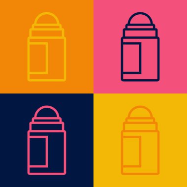 Pop Art Line Terleme önleyici deodorant rulo ikonu renk arkaplanında izole. Vücut hijyeni için kozmetik. Vektör
