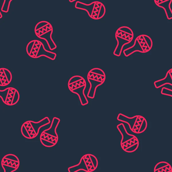 Kırmızı çizgi Maracas simgesi siyah arkaplanda kusursuz desen izole etti. Meksika müzik enstrümanı. Vektör