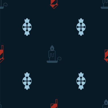 Havai fişek roketini, yanan mumu ve şekeri kusursuz desene ayarlayın. Vektör