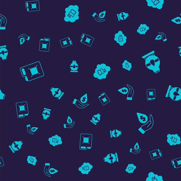 Benzin deposu, petrol deposu, CO2 emisyon bulutu ve dolar sembolüyle kusursuz desen oluşturun. Vektör