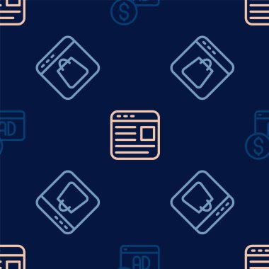 Satır Reklamcılığını, çevrimiçi alışverişi ekranda ve kusursuz desende ayarla. Vektör