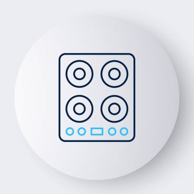 Gaz ocağı simgesi beyaz arkaplanda izole edildi. Mutfak tabelaları. Dört daire ocağı olan bir hob. Renkli taslak konsepti. Vektör