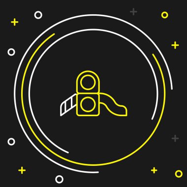 Çizgi Kaydırağı oyun alanı simgesi siyah arkaplanda izole edildi. Çocuklar kayar. Renkli taslak konsepti. Vektör