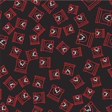 Çizgi iç şömine ikonu siyah arka planda izole edilmiş pürüzsüz desen. Vektör