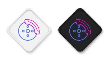 Caliper simgesi beyaz arkaplanda izole edilmiş Line Car fren diski. Renkli taslak konsepti. Vektör