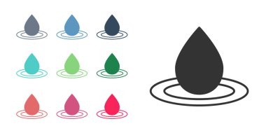 Siyah Su bırakma simgesi beyaz arkaplanda izole edildi. Simgeleri renklendirin. Vektör