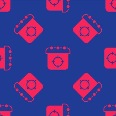 Kırmızı Hedef spor simgesi mavi arka planda izole edilmiş kusursuz desen. Atış mesafesi ya da atış mesafesi için sayıları olan temiz bir hedef. Vektör