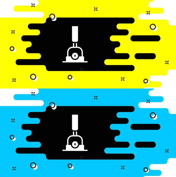 Freccia bianca per commutare l'icona ferroviaria isolata su sfondo nero. Vecchi binari ferroviari. Vettore — Vettoriale Stock