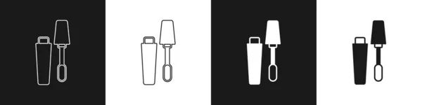 Establecer icono de cepillo de máscara aislado sobre fondo blanco y negro. Vector — Vector de stock