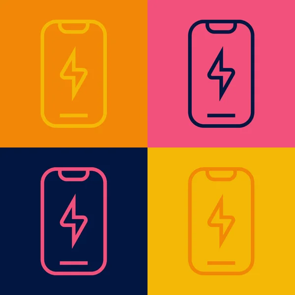 Pop art γραμμή Smartphone, κινητό τηλέφωνο εικονίδιο απομονώνονται σε φόντο χρώμα. Διάνυσμα — Διανυσματικό Αρχείο