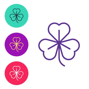 Yonca simgesini beyaz arkaplanda izole et. Mutlu Aziz Patrick günleri. Simgeleri renklendirin. Vektör