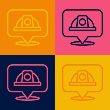 Popüler sanat çizgisi İşçi Kaskı simgesi renk arkaplanda izole edildi. Vektör