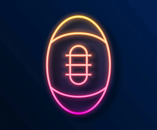 Linha de néon brilhante ícone de bola de futebol americano isolado no fundo preto. Ícone de bola de rugby. Símbolo de jogo de desporto de equipa. Vetor —  Vetores de Stock