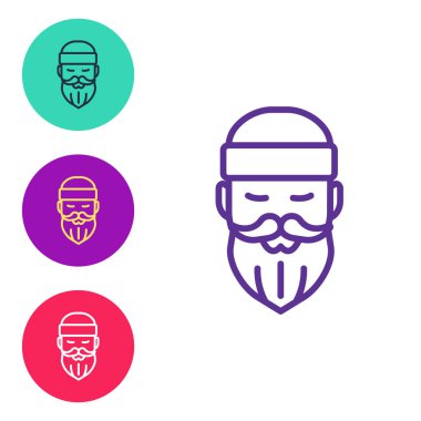 Set line Bearded lumberjack man icon isolated on white background. Set icons colorful. Vector