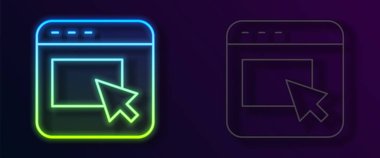 Parlayan neon hattı reklam simgesi siyah arkaplanda izole edildi. Pazarlama ve tanıtım süreci kavramı. İlgili reklamlar. Sosyal medya reklamcılığı. Vektör