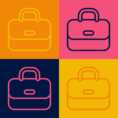Pop Art Line Evrak Çantası simgesi renk arkaplanında izole edildi. İş ilanı. İş portföyü. Vektör