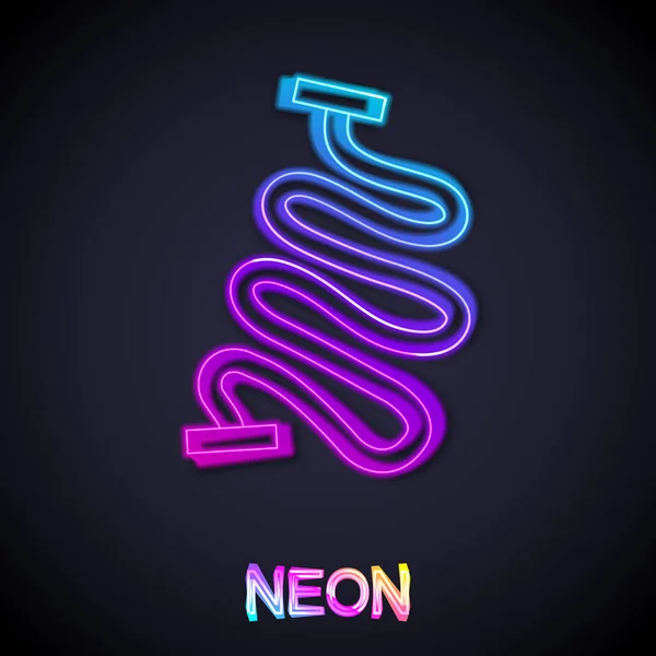 Glowing neon line Racing track icon isolated on black background. Vector — Stockvektor