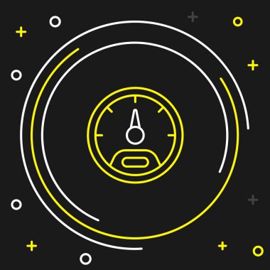 Hız göstergesi simgesi siyah arkaplanda izole edildi. Renkli taslak konsepti. Vektör
